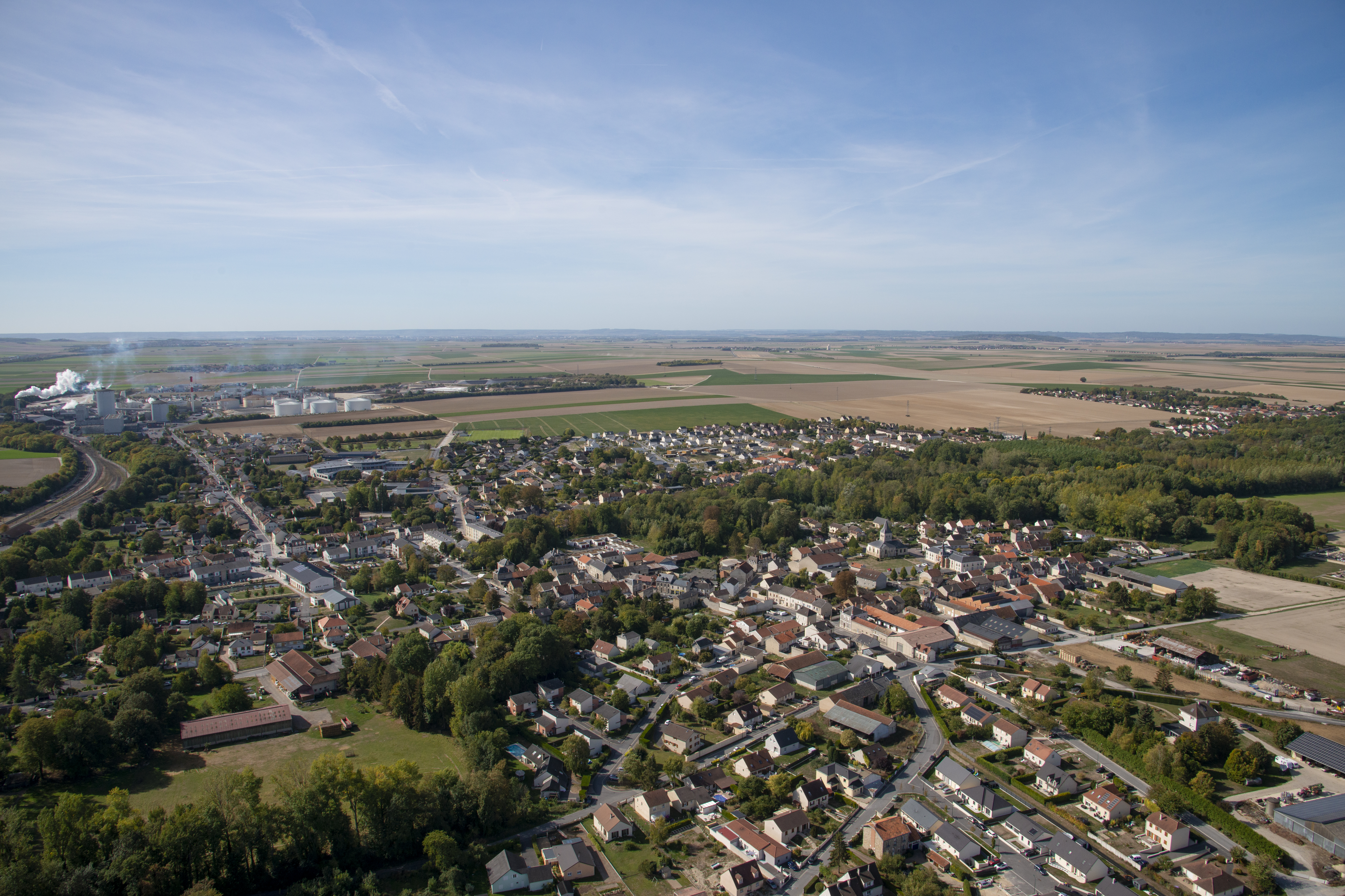 Bazancourt vue aérienne paysage village maisons